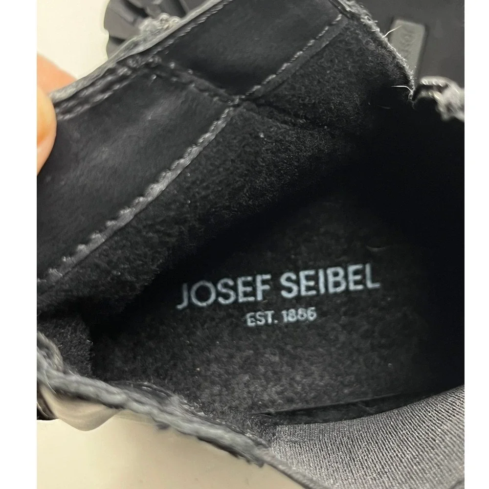 Josef Seibel Marta Womens US 10/ EUR 41 Black Leather Lug Sole Ankle Boots